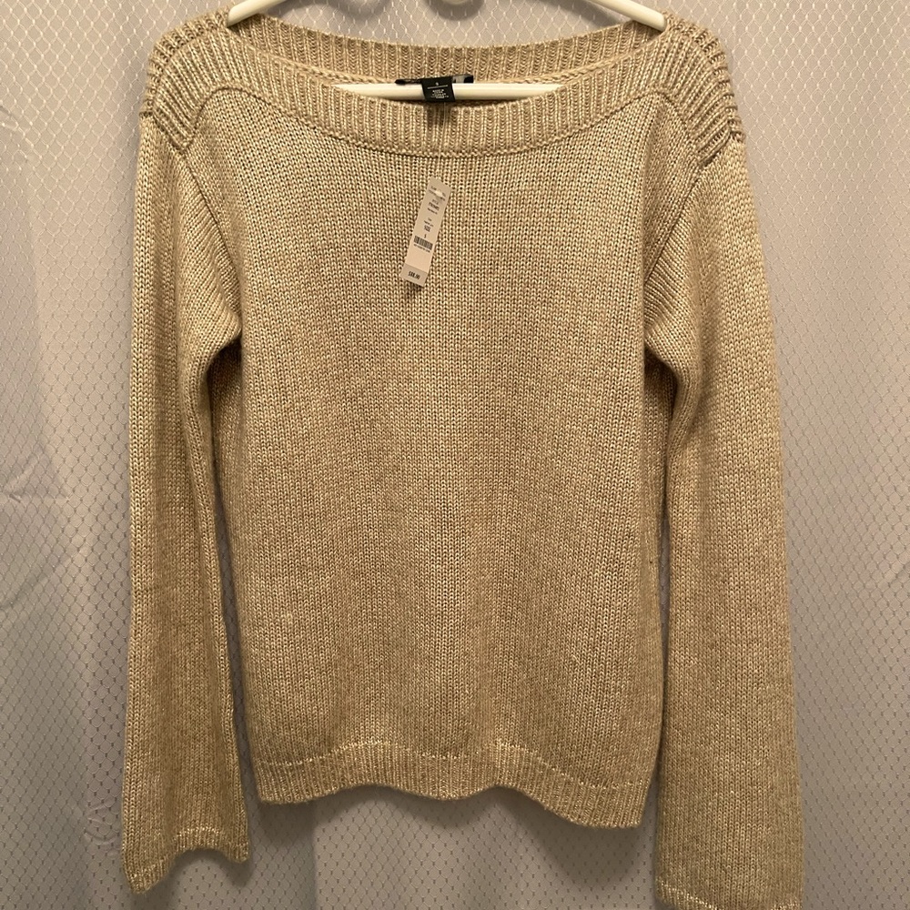 White House black market NWT bell sleeve cream sweater